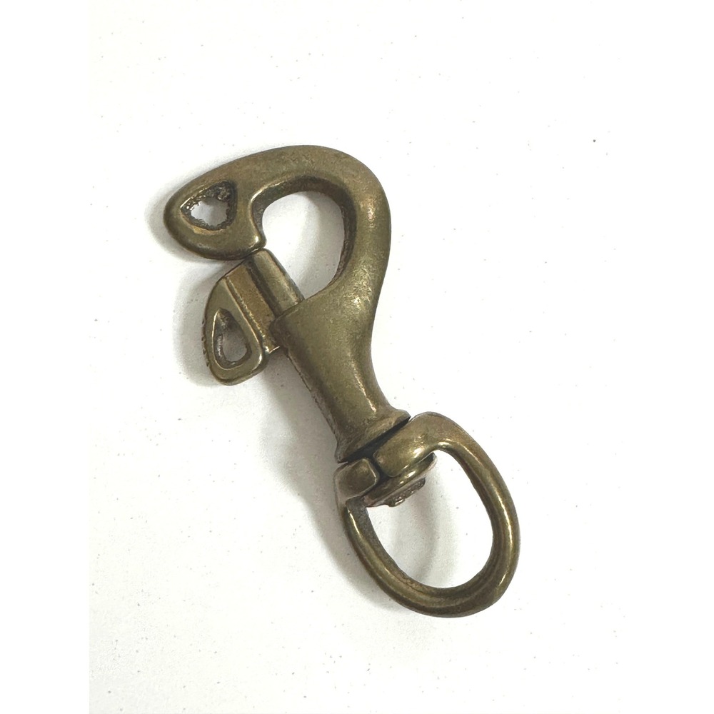 Vintage Solid Brass Swivel Eye Bolt Snap Hook Heavy Duty Nautical Hardware Clasp